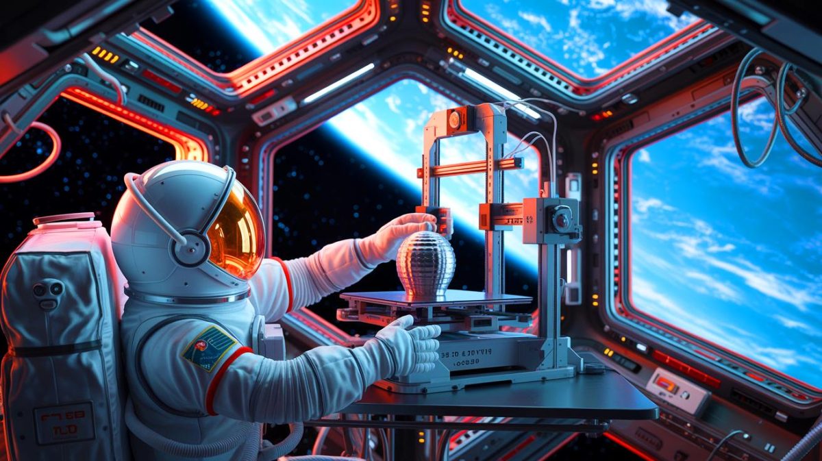 « L’ESA imprime du métal en orbite » : une première sur l’ISS ouvre la voie à l’autonomie des missions et à la construction spatiale future Illustration de la première impression 3D métallique réalisée en microgravité à bord de la Station spatiale internationale.