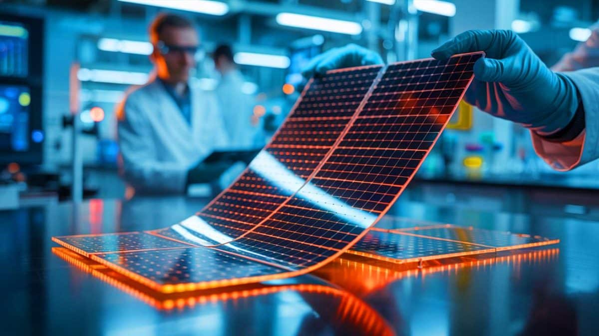 Ces cellules solaires flexibles « défient 10 000 cycles de flexion » avec une efficacité de 96 % : une avancée qui bouleverse le secteur de l’énergie renouvelable Illustration de cellules solaires à pérovskite flexibles développées par le Korea Institute of Materials Science.