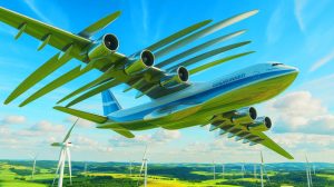 Illustration de l'avion cargo WindRunner conçu pour transformer le transport des éoliennes terrestres.