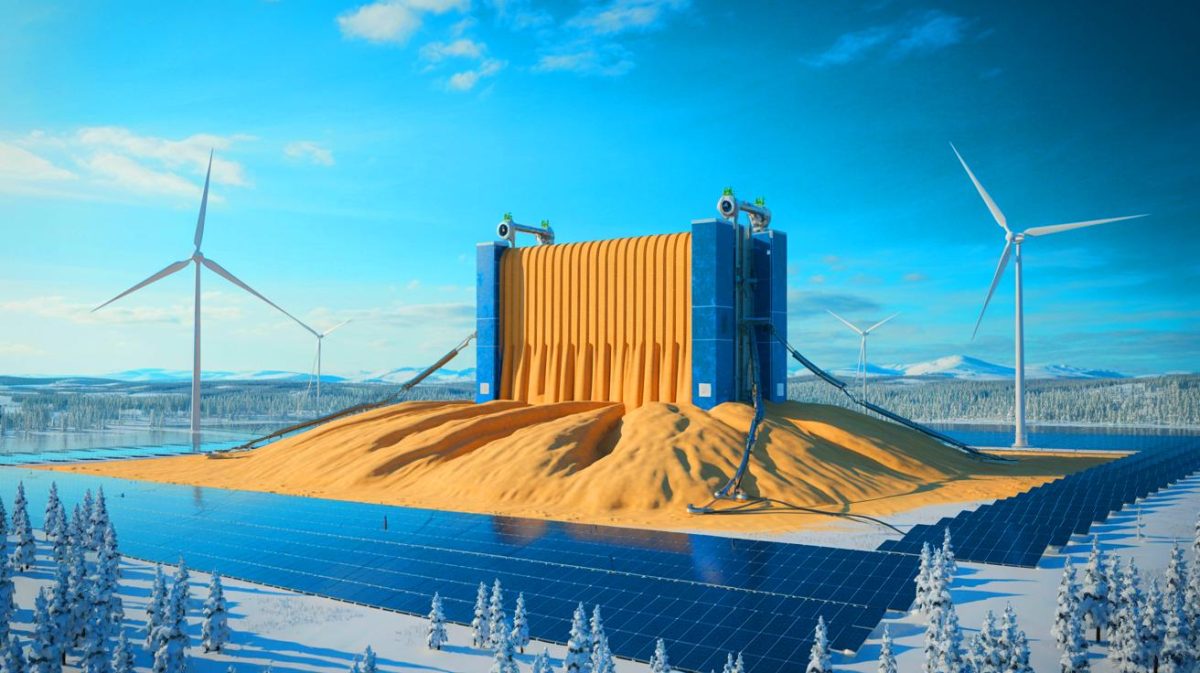 « La Finlande enterre le CO2 dans le sable » : cette batterie géante de 2 000 tonnes coupe 160 tonnes d’émissions chaque année Illustration de la batterie de sable en Finlande stockant l'énergie renouvelable sous forme de chaleur.
