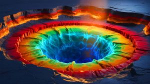 Illustration de la découverte d'un immense réservoir d'eau enfoui à 400 kilomètres sous la surface terrestre.