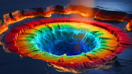 Illustration de la découverte d'un immense réservoir d'eau enfoui à 400 kilomètres sous la surface terrestre.