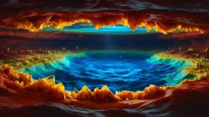 Illustration de la découverte d'un océan caché à 400 kilomètres sous la surface terrestre.