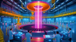 Illustration de la construction du plus grand centre de fusion par laser en Chine à Mianyang.