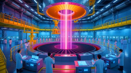 Illustration de la construction du plus grand centre de fusion par laser en Chine à Mianyang.