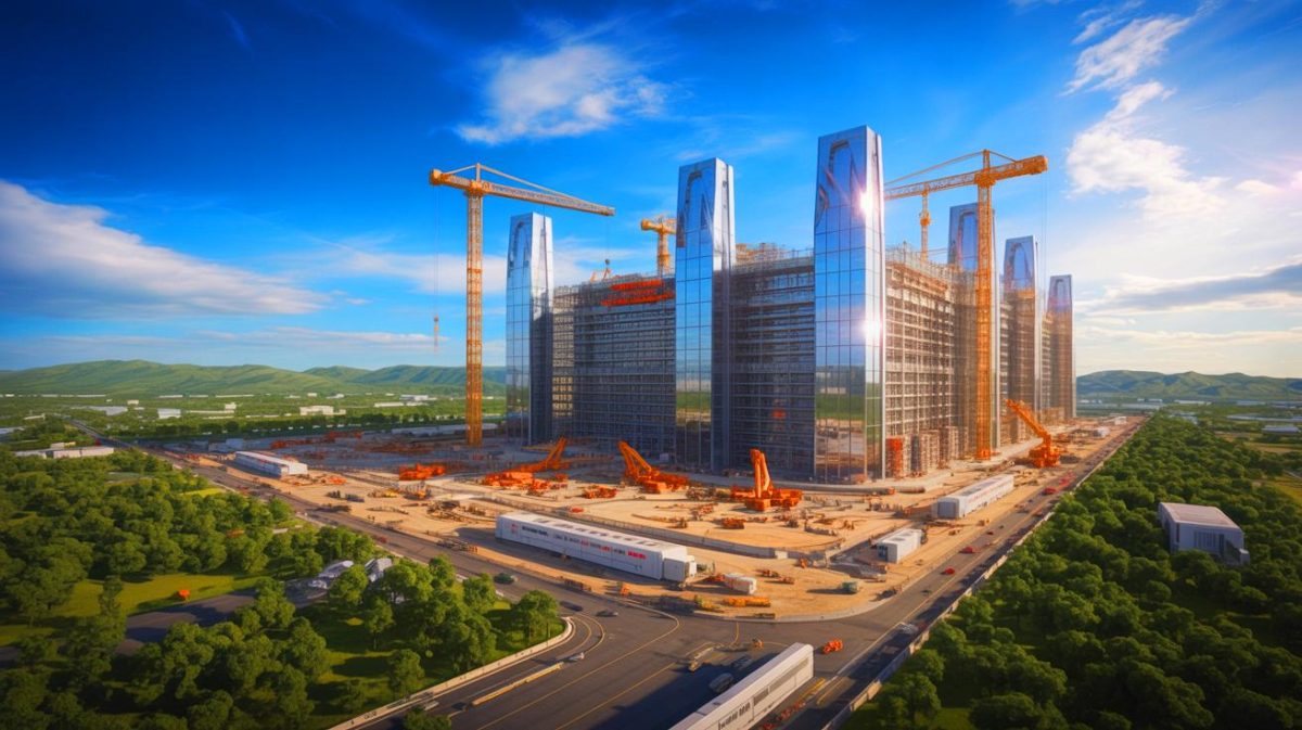 Illustration de la construction du plus grand laser de fusion nucléaire au monde en Chine.