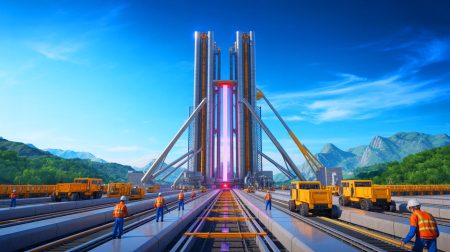 Illustration de la construction du plus grand centre de fusion par laser du monde en Chine.