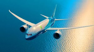 Illustration de l'avion Boeing 787 de Virgin Atlantic réalisant le premier vol transatlantique avec un carburant 100 % durable.