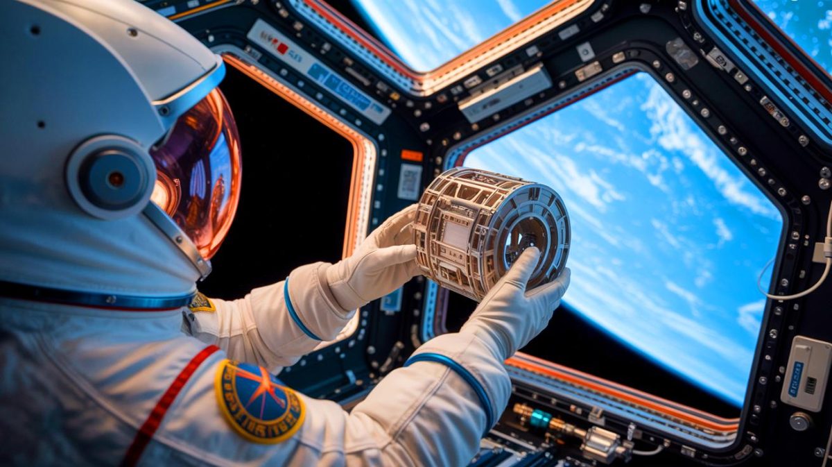 « C’est un choc extraterrestre » : le fragment métallique analysé renverse les certitudes et fracasse la communauté scientifique mondiale Illustration de l'impression 3D métallique en microgravité à bord de la Station spatiale internationale.