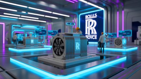 Illustration de Rolls-Royce utilisant des réacteurs nucléaires pour alimenter l'intelligence artificielle.