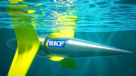 Illustration de l'innovation dans les turbines marémotrices par SKF et Proteus Marine Renewables.