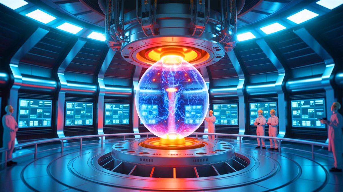 Illustration de la France établissant un record en maintenant une réaction plasma dans le réacteur WEST Tokamak.