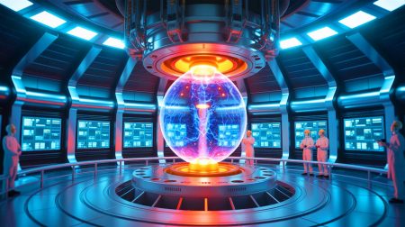 Illustration de la France établissant un record en maintenant une réaction plasma dans le réacteur WEST Tokamak.