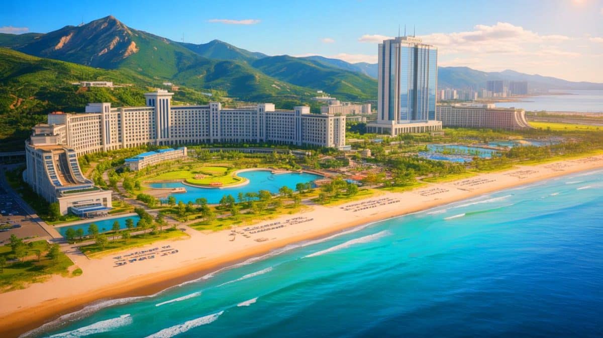 La Corée du Nord dépense 750 millions d’euros pour un complexe touristique où « les touristes ne seront jamais les bienvenus », un défi à l’Occident ? Illustration de l'ambitieux complexe touristique Wonsan-Kalma en Corée du Nord.