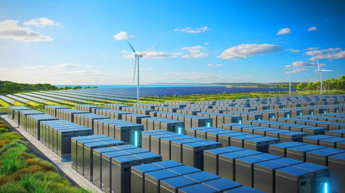 Illustration de la Waratah Super Battery en Australie, un pilier du stockage énergétique.