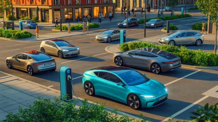 Illustration de l'évolution du marché des voitures électriques en 2025.
