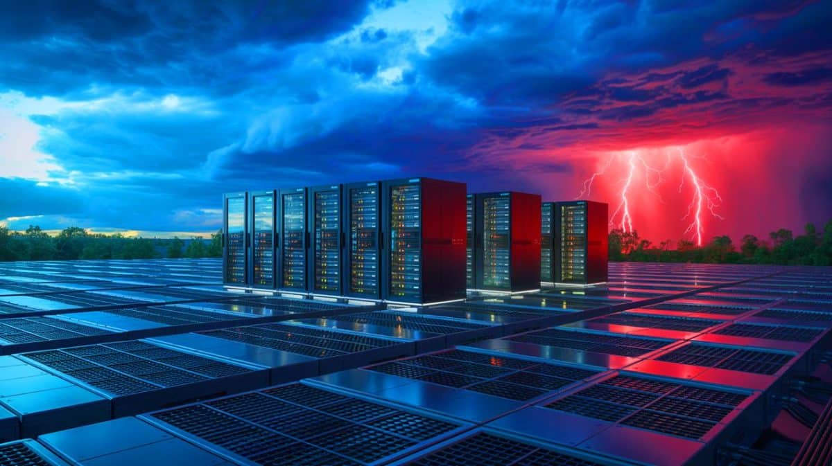 « Un data center sur cinq pourrait sombrer sous les eaux » : 22 % des infrastructures mondiales menacées par cyclones, inondations et incendies d’ici 2050 Illustration de la vulnérabilité croissante des data centers face aux aléas climatiques.