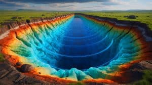 Illustration de la découverte d'un immense réservoir d'eau à 400 kilomètres sous terre.