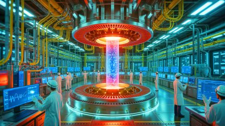 Illustration de la start-up canadienne General Fusion travaillant sur un réacteur à fusion nucléaire.