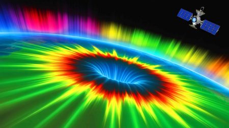 Illustration de l'anomalie magnétique de l'Atlantique Sud et son impact sur les satellites.