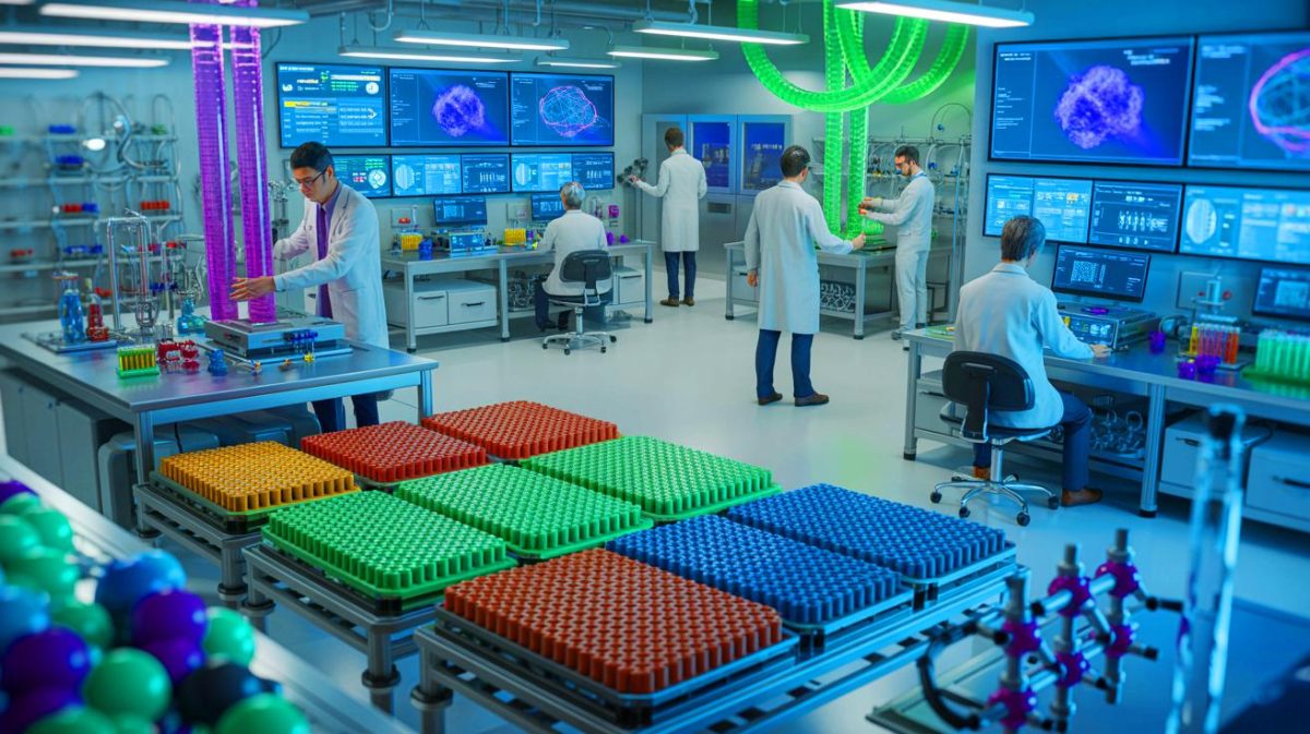 Illustration de l'innovation technologique dans l'extraction durable des terres rares grâce à des canaux membranaires artificiels.