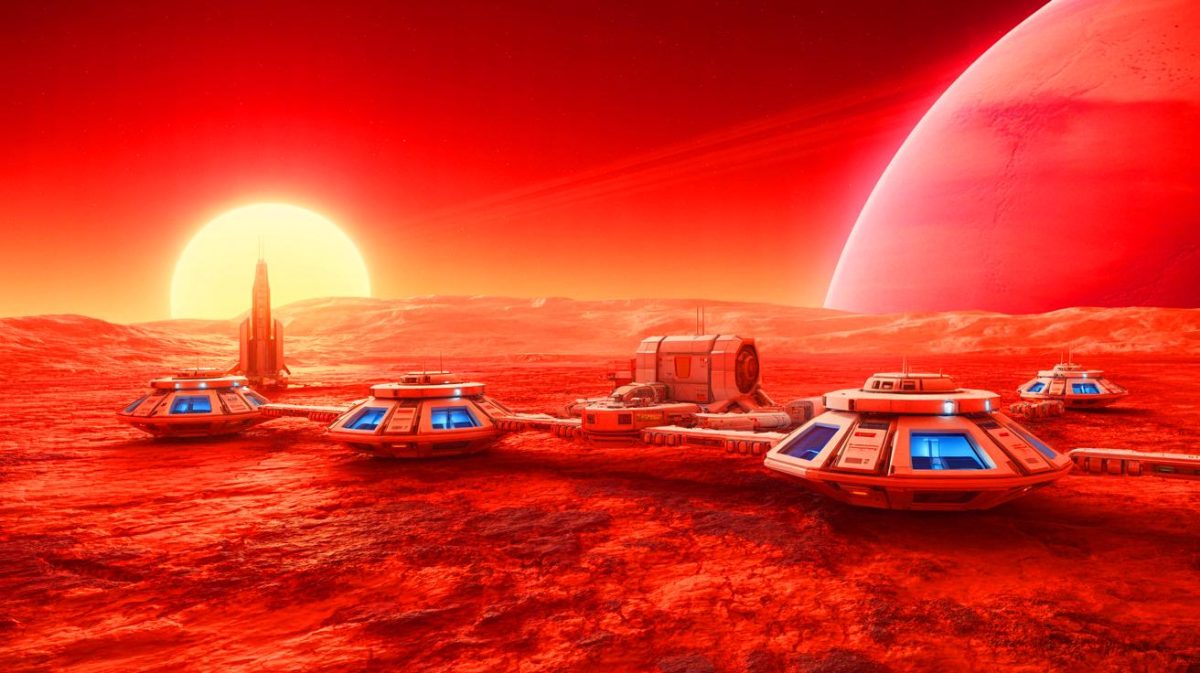 Illustration de la vision d'Elon Musk sur la colonisation de Mars face à la menace solaire.
