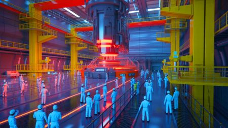 Illustration de l'installation du plus grand centre de fusion par laser en Chine.