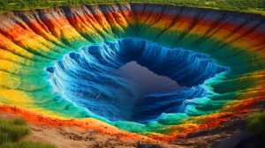 Illustration de la découverte d'un immense réservoir d'eau caché à 400 kilomètres sous la surface terrestre.