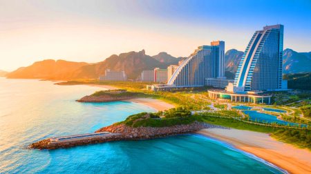 Illustration de l'ambitieux complexe touristique Wonsan-Kalma en Corée du Nord.