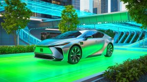Illustration de l'innovation de Toyota dans les technologies hydrogène et électriques.