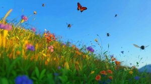 Illustration de la chute dramatique des populations d'insectes volants dans une prairie du Colorado.