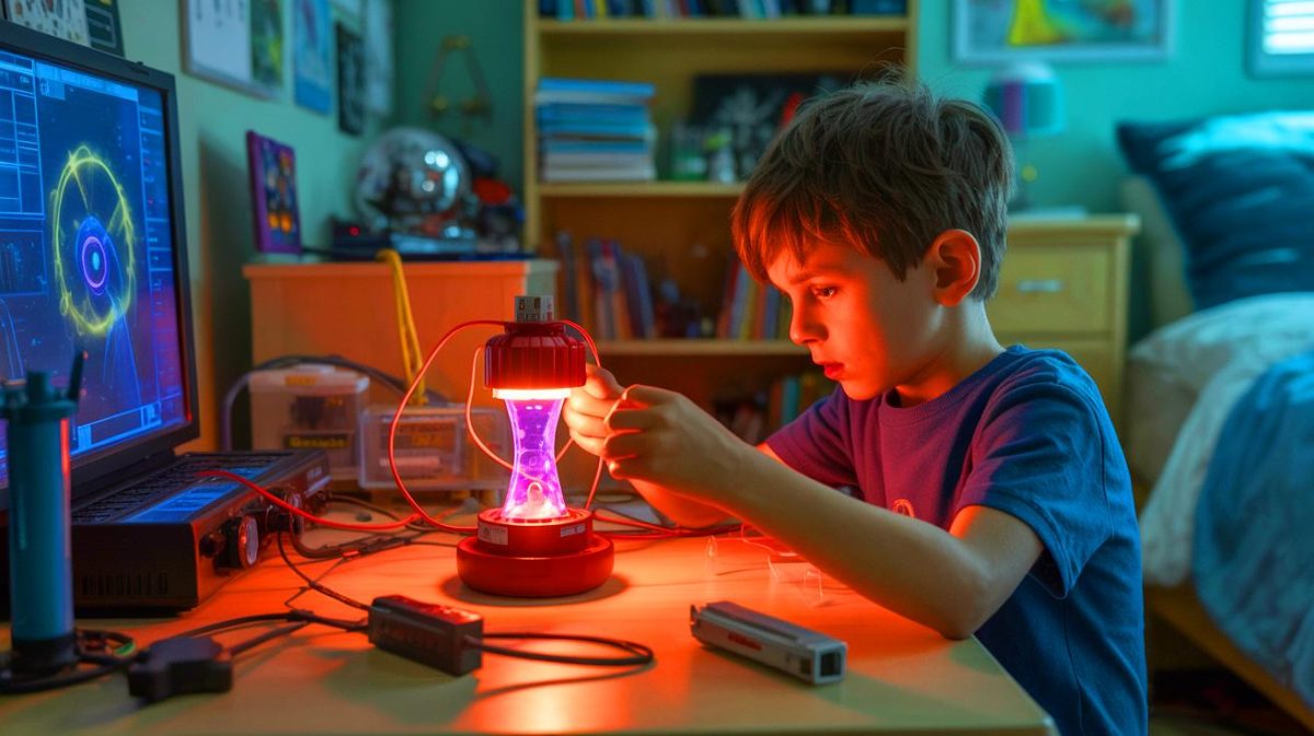 « Un enfant de 12 ans fait de la fusion nucléaire » : le FBI débarque chez ce prodige qui bat tous les records mondiaux Illustration de Jackson Oswalt réalisant une fusion nucléaire dans sa chambre.