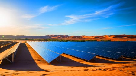 Illustration de l'impact des panneaux solaires sur l'écosystème désertique.