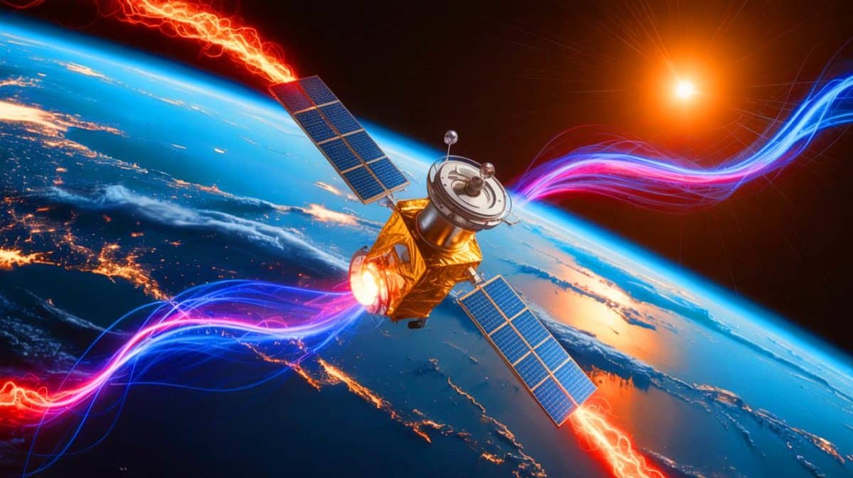 « Des électrons tueurs détruisent nos satellites » : Los Alamos révèle 75% de pannes spatiales causées par des décharges électriques terrifiantes Illustration de satellites accumulant des électrons en orbite autour de la Terre.