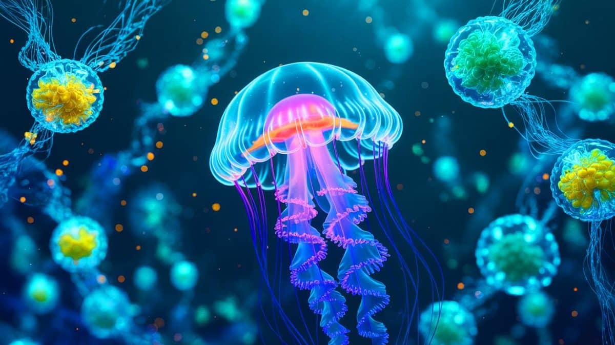 « Les cellules deviennent des ordinateurs » : cette découverte qui transforme votre corps en machine quantique Illustration de l'intégration de qubits biologiques fluorescents dans des cellules pour détecter des signaux magnétiques et électriques.