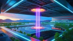 Illustration de la construction du plus grand centre de fusion par laser à Mianyang en Chine.