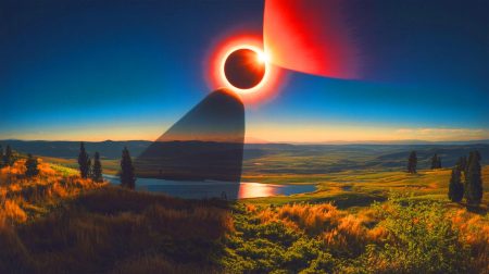 Illustration de l'éclipse solaire du 21 septembre 2025 influençant les finances des signes astrologiques du Lion, du Sagittaire et du Taureau.