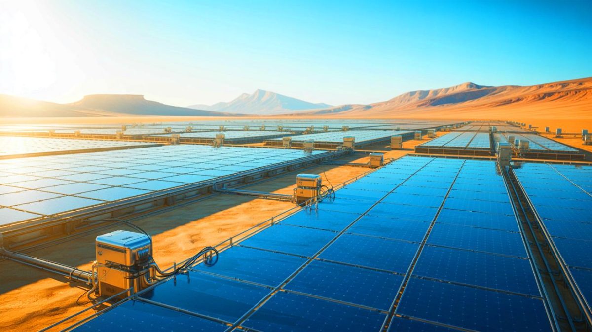 Illustration de bassins d'extraction de lithium utilisant l'énergie solaire pour une méthode plus durable.