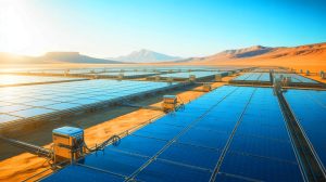 Illustration de bassins d'extraction de lithium utilisant l'énergie solaire pour une méthode plus durable.
