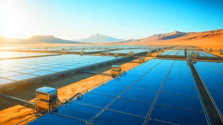 Illustration de bassins d'extraction de lithium utilisant l'énergie solaire pour une méthode plus durable.