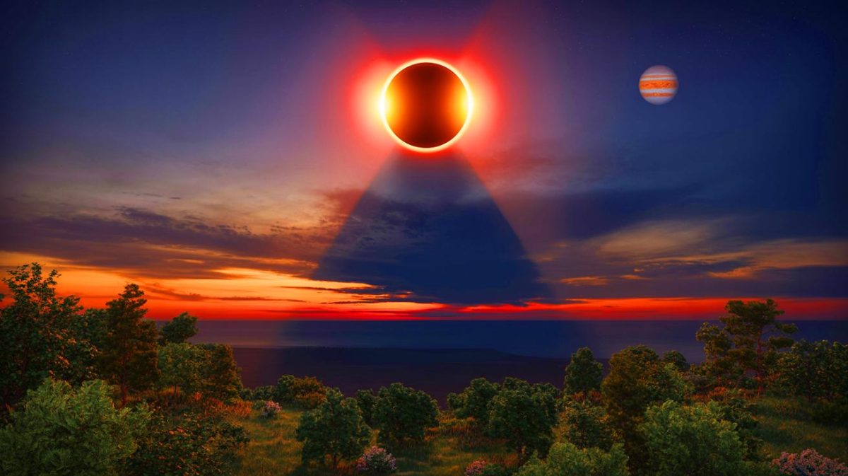 Illustration de l'éclipse solaire du 21 septembre 2025 influençant les signes astrologiques du Lion, du Sagittaire et du Taureau.