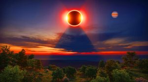 Illustration de l'éclipse solaire du 21 septembre 2025 influençant les signes astrologiques du Lion, du Sagittaire et du Taureau.