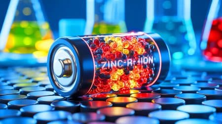 Illustration de l'innovation dans les batteries zinc-ion grâce à une nouvelle formulation d'électrolyte.