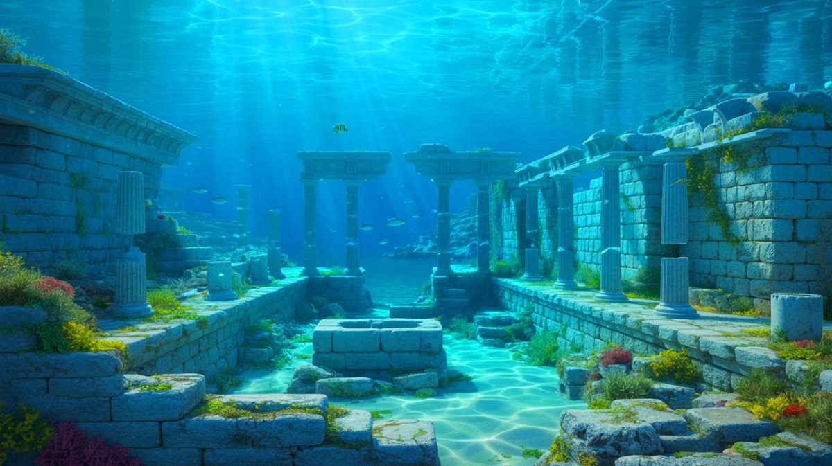 Illustration de la découverte d'un port sous-marin vieux de 2 000 ans à Asini, en Grèce.
