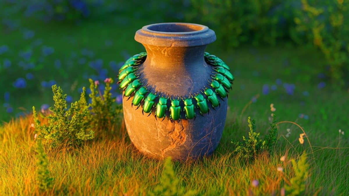« Ils fabriquaient des bijoux avec des scarabées » : cette tombe de 2 500 ans qui révèle le rituel funéraire le plus étonnant jamais découvert Illustration de la découverte archéologique d'un ornement funéraire en coléoptères.