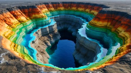 Illustration de la découverte d'un réservoir d'eau caché à 400 kilomètres sous la surface terrestre.