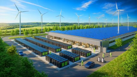 Illustration de l'inauguration de la plus grande usine européenne de batteries reconditionnées à Aix-la-Chapelle.