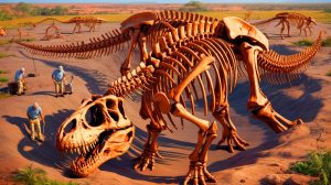 Illustration de fossiles de sauropodes montrant des signes d'ostéomyélite.
