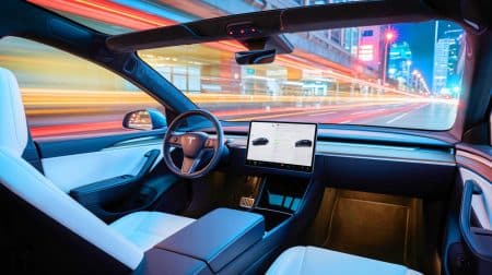 Illustration de l'usage controversé du système Full Self-Driving de Tesla par un influenceur en état d'ébriété.