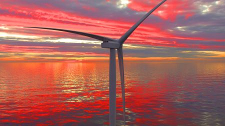 Illustration de l'éolienne flottante chinoise innovante développée par China Huaneng Group et Dongfang Electric Corporation.